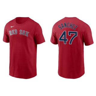 Men's Red Sox Yolmer Sanchez Red Name & Number Nike T-Shirt