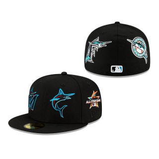 Miami Marlins Patch Pride 59FIFTY Fitted Hat Black
