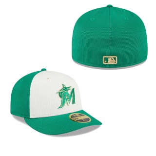 Miami Marlins White Green 2024 St. Patrick's Day Low Profile 59FIFTY Fitted Hat