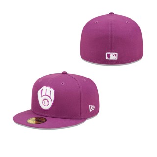 Milwaukee Brewers Grape Logo 59FIFTY Fitted Hat