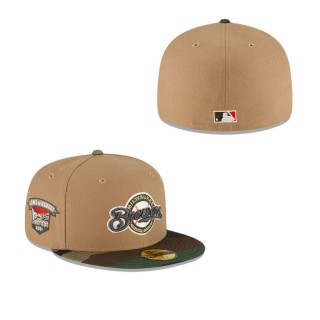 Milwaukee Brewers Just Caps Camo Khaki Fitted Hat