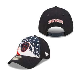 Men's Milwaukee Brewers Navy 2022 4th of July Independence Day 9FORTY Snapback Adjustable Hat