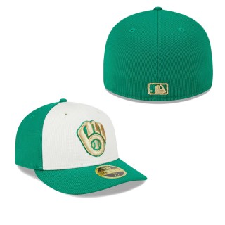 Milwaukee Brewers White Green 2024 St. Patrick's Day Low Profile 59FIFTY Fitted Hat