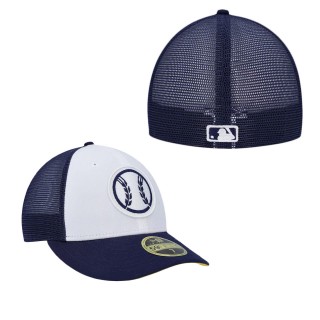 Milwaukee Brewers White Navy 2023 On-Field Batting Practice Low Profile 59FIFTY Fitted Hat