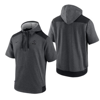 Men's Minnesota Twins Charcoal Black Authentic Collection Dry Flux Performance Quarter-Zip Short Sleeve Hoodie