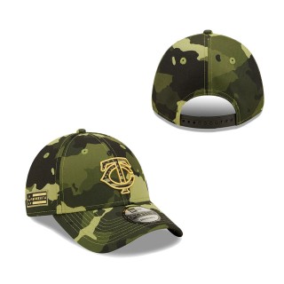 Minnesota Twins New Era Camo 2022 Armed Forces Day 9FORTY Snapback Adjustable Hat