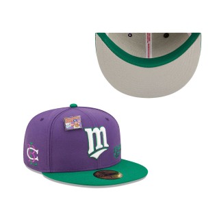 Minnesota Twins Purple Green MLB x Big League Chew Ground Ball Grape Flavor Pack 59FIFTY Fitted Hat