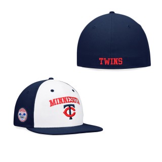 Men's Minnesota Twins White Navy Iconic Color Blocked Fitted Hat