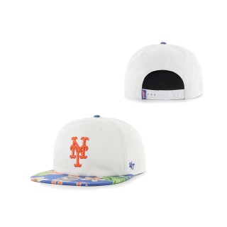 Men's New York Mets White Paradise Captain Snapback Hat