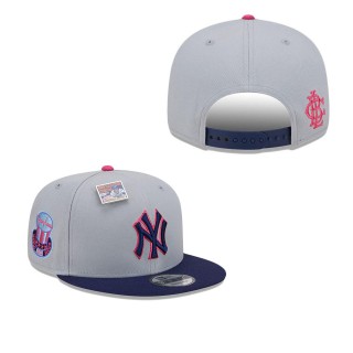 New York Yankees Gray Navy Raspberry Big League Chew Flavor Pack 9FIFTY Snapback Hat