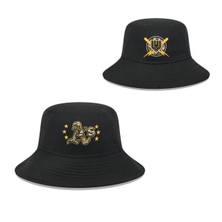 Oakland Athletics Black 2024 Armed Forces Day Bucket Hat