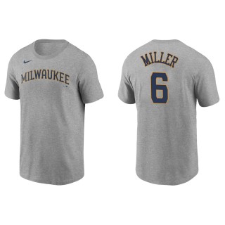 Owen Miller Men's Milwaukee Brewers Christian Yelich Nike Gray Name & Number T-Shirt