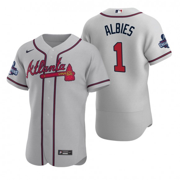 Ozzie Albies Atlanta Braves Gray Road 2021 World Series Champions Authentic Jersey