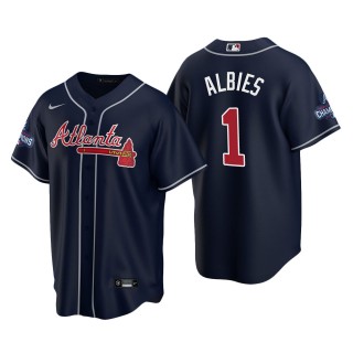 Ozzie Albies Men's Atlanta Braves Navy Alternate 2021 World Series Champions Replica Jersey