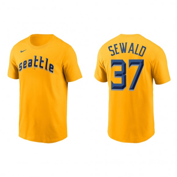 Paul Sewald Seattle Mariners Gold 2023 City Connect Wordmark T-Shirt