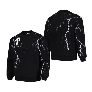 Philadelphia Phillies PLEASURES Black Lightning Crewneck Pullover Sweatshirt