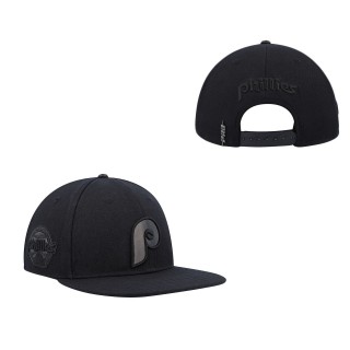 Philadelphia Phillies Pro Standard Black Triple Black Wool Snapback Hat