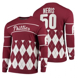 Philadelphia Phillies Hector Neris Red 2021 Christmas Ugly Sweater
