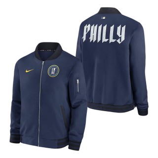Philadelphia Phillies Navy 2024 City Connect Authentic Collection Game Time Full-Zip Bomber Jacket