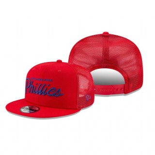 Philadelphia Phillies Red Script Trucker 9FIFTY Snapback Hat