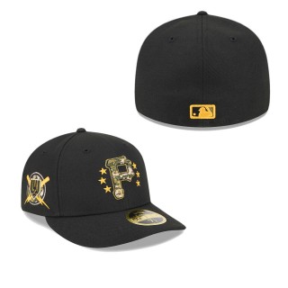 Pittsburgh Pirates Black 2024 Armed Forces Day Low Profile 59FIFTY Fitted Hat
