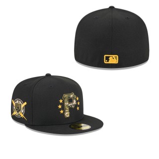 Pittsburgh Pirates Black 2024 Armed Forces Day On-Field 59FIFTY Fitted Hat