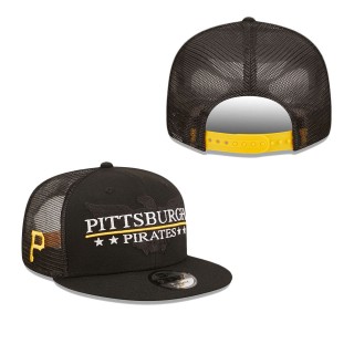 Men's Pittsburgh Pirates Black Patriot Trucker 9FIFTY Snapback Hat