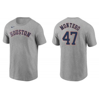 Men's Houston Astros Rafael Montero Gray Name & Number T-Shirt