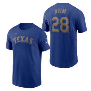 Texas Rangers Jonah Heim Royal 2024 Gold Collection Name & Number T-Shirt