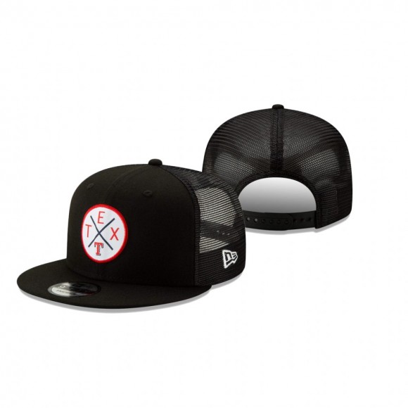 Texas Rangers Black Vert Trucker 9FIFTY Adjustable Hat