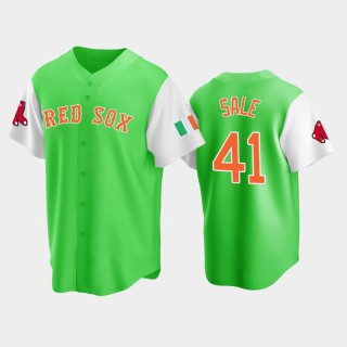 Men's Boston Red Sox #41 Chris Sale 2022 Irish Heritage Green Replica Jersey