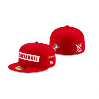 Reds Red Boxed Wordmark 59FIFTY Fitted Hat