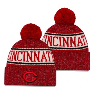 Cincinnati Reds Red Primary Logo Sport Cuffed Knit Hat with Pom