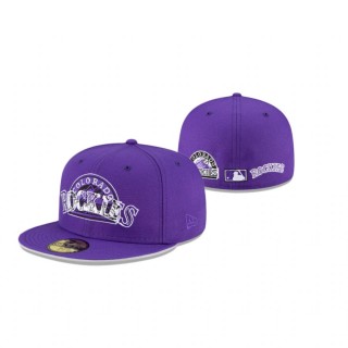 Rockies Purple Double Logo 59Fifty Fitted Hat