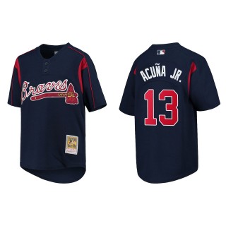 Ronald Acuna Jr. Atlanta Braves Mitchell & Ness Navy Cooperstown Collection Mesh Batting Practice Jersey