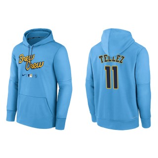 Rowdy Tellez Brewers Powder Blue 2022 City Connect Authentic Collection Therma Performance Pullover Hoodie