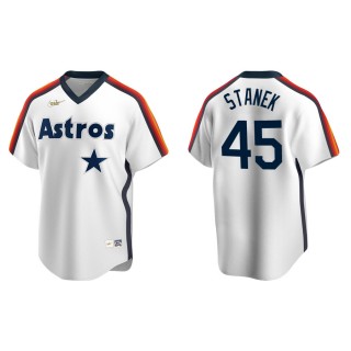 Ryne Stanek Men's Astros White Home Cooperstown Collection Logo Jersey
