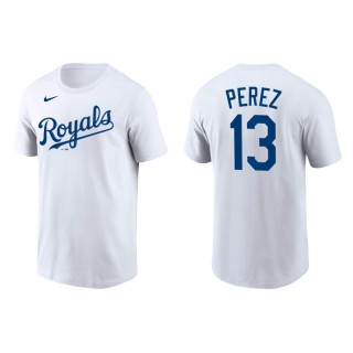 Salvador Perez Kansas City Royals White Team Wordmark T-Shirt