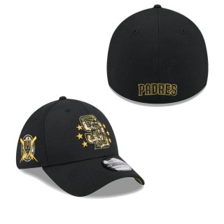 San Diego Padres Black 2024 Armed Forces Day 39THIRTY Flex Hat