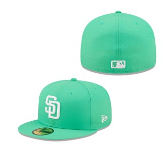 Men's San Diego Padres Island Green Logo White 59FIFTY Fitted Hat