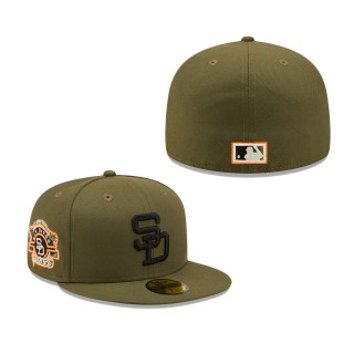 San Diego Padres Stadium Logo Hunter Flame Undervisor 59FIFTY Fitted Hat Olive