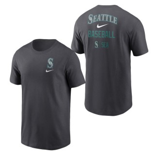 Seattle Mariners Charcoal Logo Sketch Bar T-Shirt