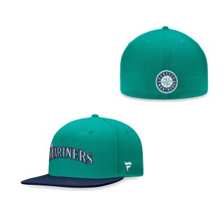 Seattle Mariners Fanatics Branded Iconic Multi Patch Fitted Hat Aqua Navy