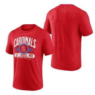 Men's St. Louis Cardinals Heathered Red Badge of Honor Tri-Blend T-Shirt