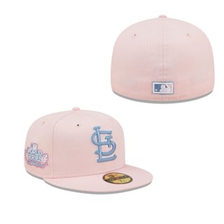 Men's St. Louis Cardinals Pink Sky Blue 2011 World Series Cooperstown Collection Undervisor 59FIFTY Fitted Hat