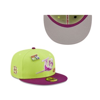 Tampa Bay Rays Green Purple MLB x Big League Chew Swingin' Sour Apple Flavor Pack 59FIFTY Fitted Hat