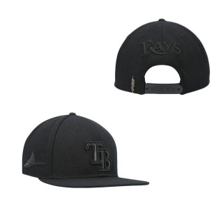 Men's Tampa Bay Rays Pro Standard Black Triple Black Wool Snapback Hat