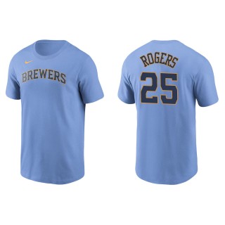 Men's Milwaukee Brewers Taylor Rogers Light Blue Name & Number T-Shirt
