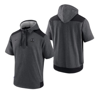 Men's Texas Rangers Charcoal Black Authentic Collection Dry Flux Performance Quarter-Zip Short Sleeve Hoodie