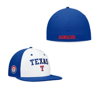 Men's Texas Rangers White Royal Iconic Color Blocked Fitted Hat
